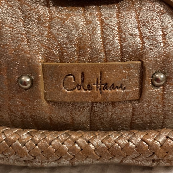 Cole Haan Pleated Beige Metalic Hobo Bag - Picture 9 of 11